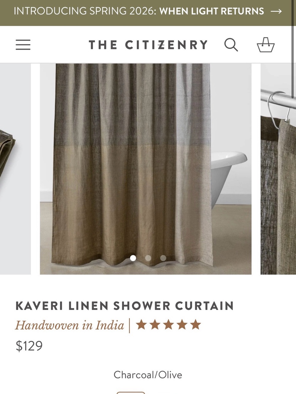 The citizenry Kaveri linen shower curtain